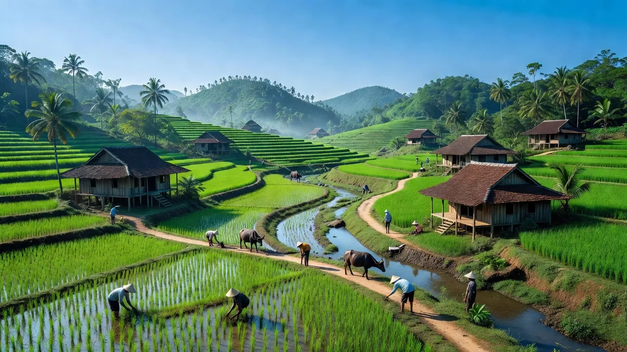 Khung cảnh yên bình tại xã Phúc Lai, Đoan Hùng, Phú Thọ với đồi núi xanh tươi.