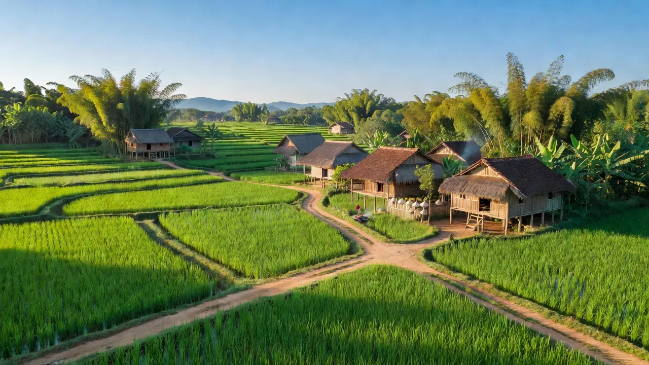 Cảnh quan xã Phú Mỹ, huyện Phù Ninh, tỉnh Phú Thọ với cuộc sống nông thôn yên bình.