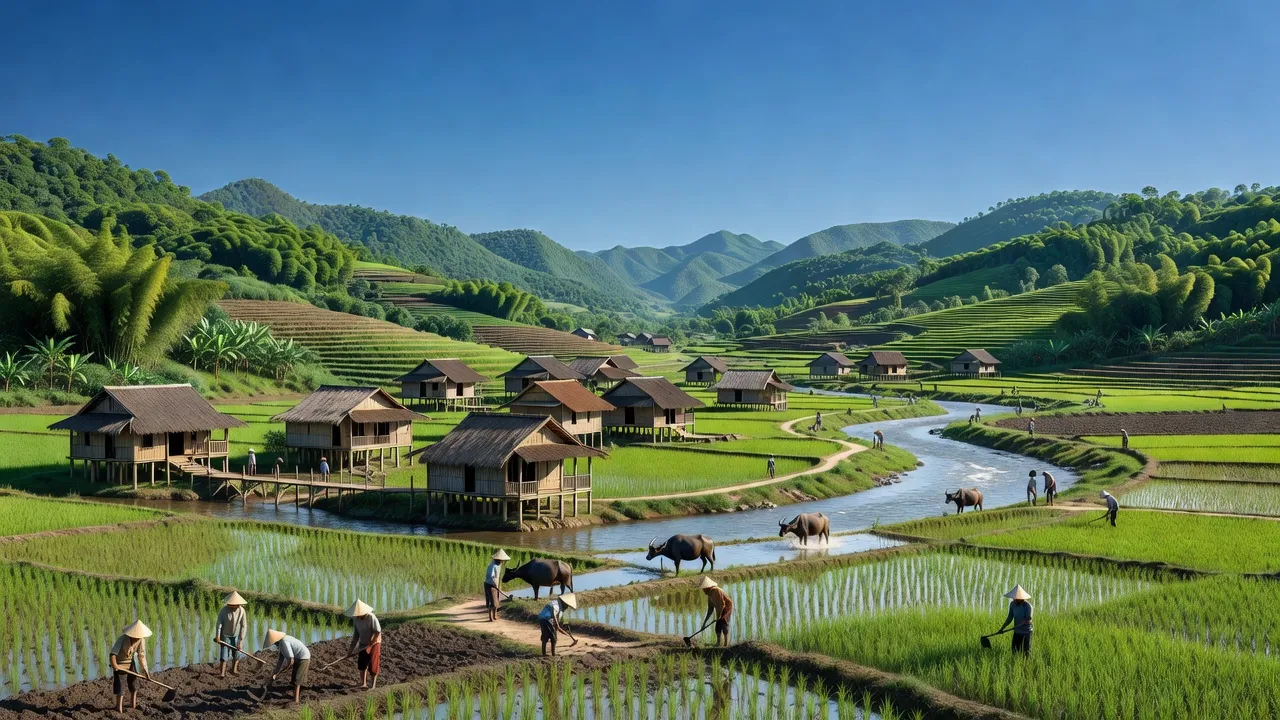 Xã Đồng Sơn, huyện Tân Sơn, Phú Thọ với đồi núi và không gian sống xanh tươi.