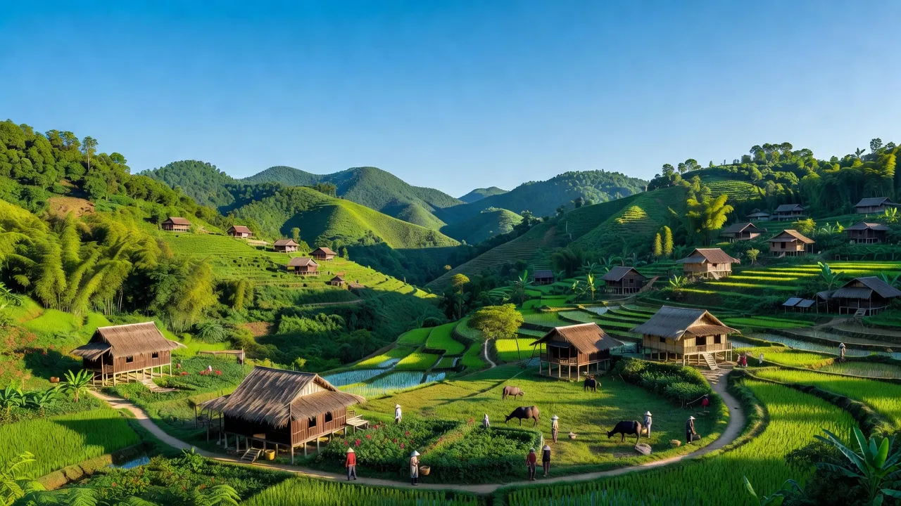 Xã Xuân Đài, huyện Tân Sơn, tỉnh Phú Thọ với cảnh đẹp thiên nhiên và nhà truyền thống.