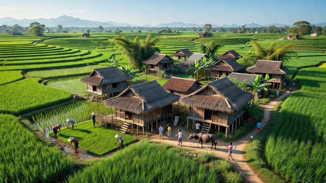 Cảnh đồng quê ở xã Hanh Cù, huyện Thanh Ba, tỉnh Phú Thọ, xanh tươi và đầy sức sống.