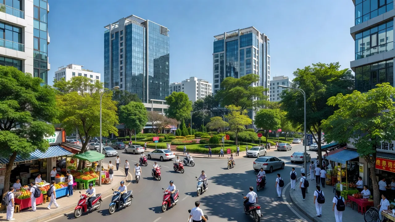 Phường Thọ Sơn, Việt Trì, Phú Thọ; urban development, street life, modern architecture, local community.