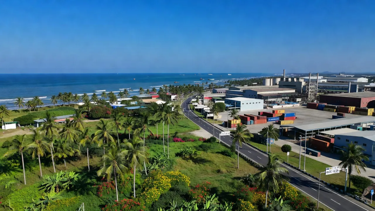 Phường Hòa Hiệp Trung, Đông Hòa, Phú Yên với cảnh biển và Khu công nghiệp Hòa Hiệp 1.