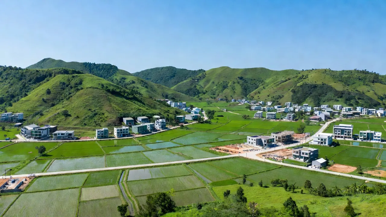 Xã Hòa Thành, Thị xã Đông Hòa, tỉnh Phú Yên với cánh đồng và cảnh quan thiên nhiên đẹp.