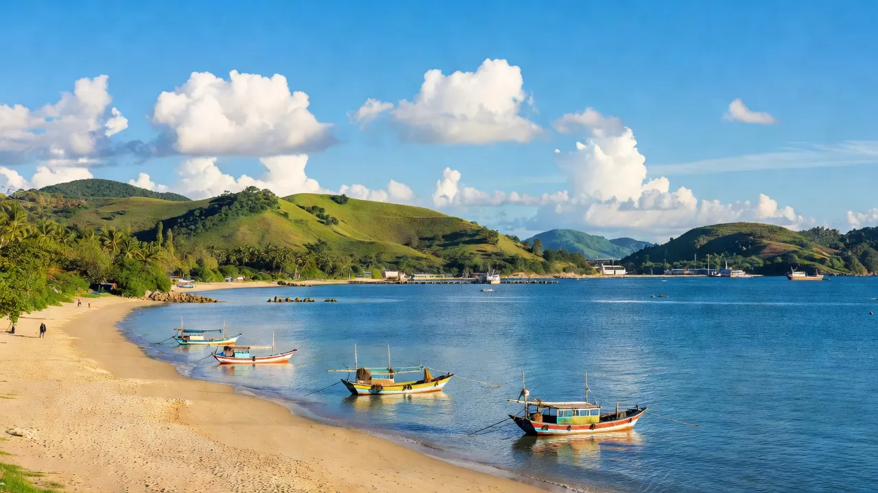 Cảnh đẹp xã Hòa Xuân Nam, Thị xã Đông Hòa, với cảng Vũng Rô và bãi biển xanh mát.