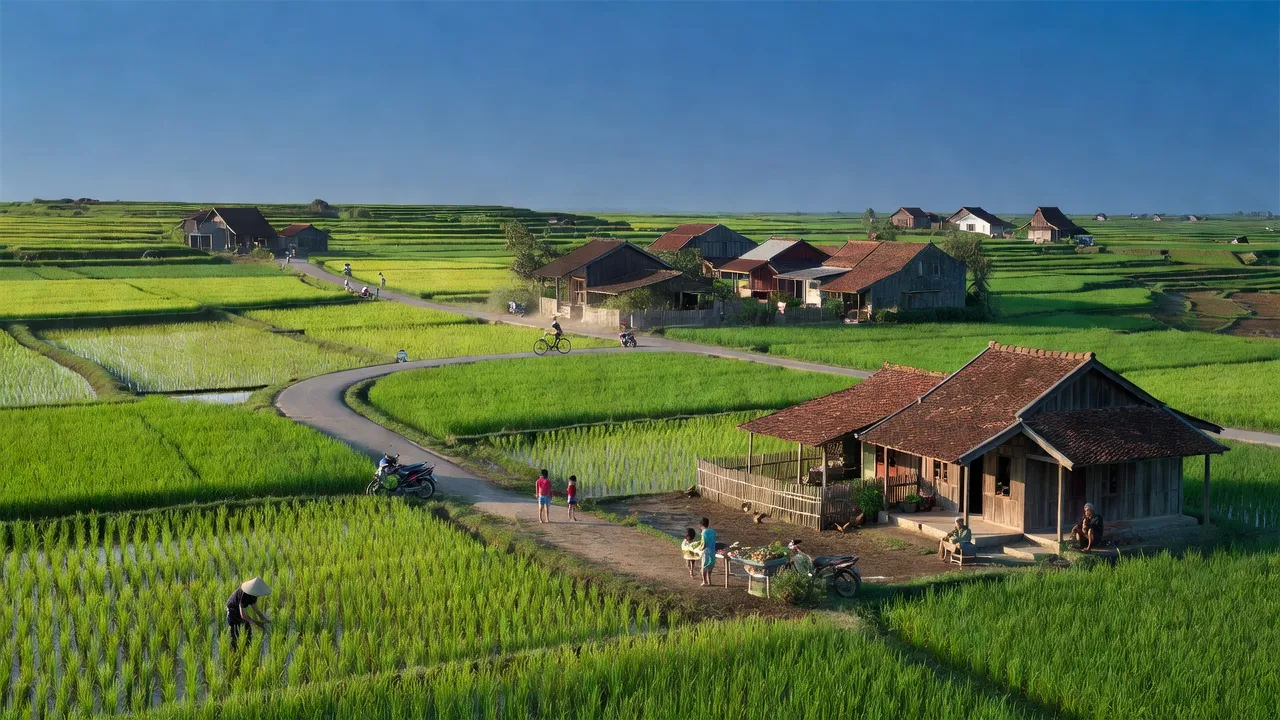 Quang cảnh xã Hòa Quang Nam, huyện Phú Hòa, tỉnh Phú Yên với ruộng bậc thang xanh tươi.