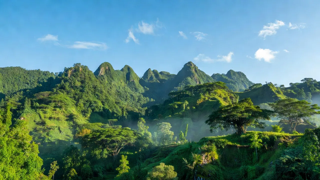 Khung cảnh thiên nhiên xã Sơn Hà, huyện Sơn Hòa, tỉnh Phú Yên với núi non xanh tươi.