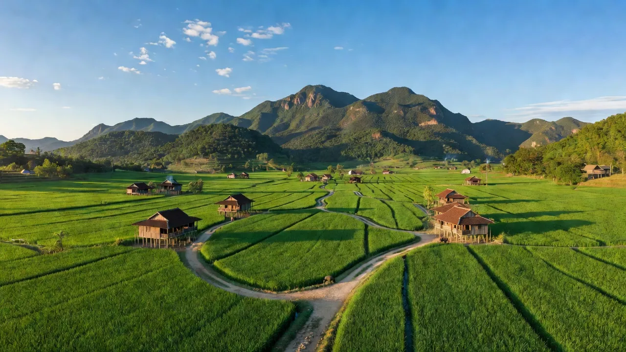Cảnh đẹp xã Suối Trai huyện Sơn Hòa, tỉnh Phú Yên với núi non và cánh đồng xanh.