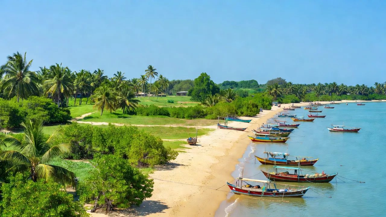 Khung cảnh Xuân Cảnh, Sông Cầu, Phú Yên với bãi biển và thuyền đánh cá truyền thống.