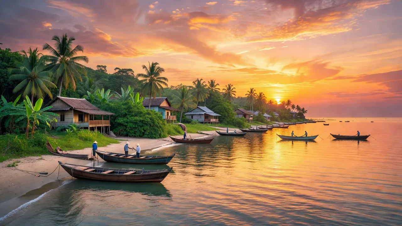 Khung cảnh đẹp của xã Xuân Lâm, Thị xã Sông Cầu, tỉnh Phú Yên với biển cả và cây cối xanh tươi.