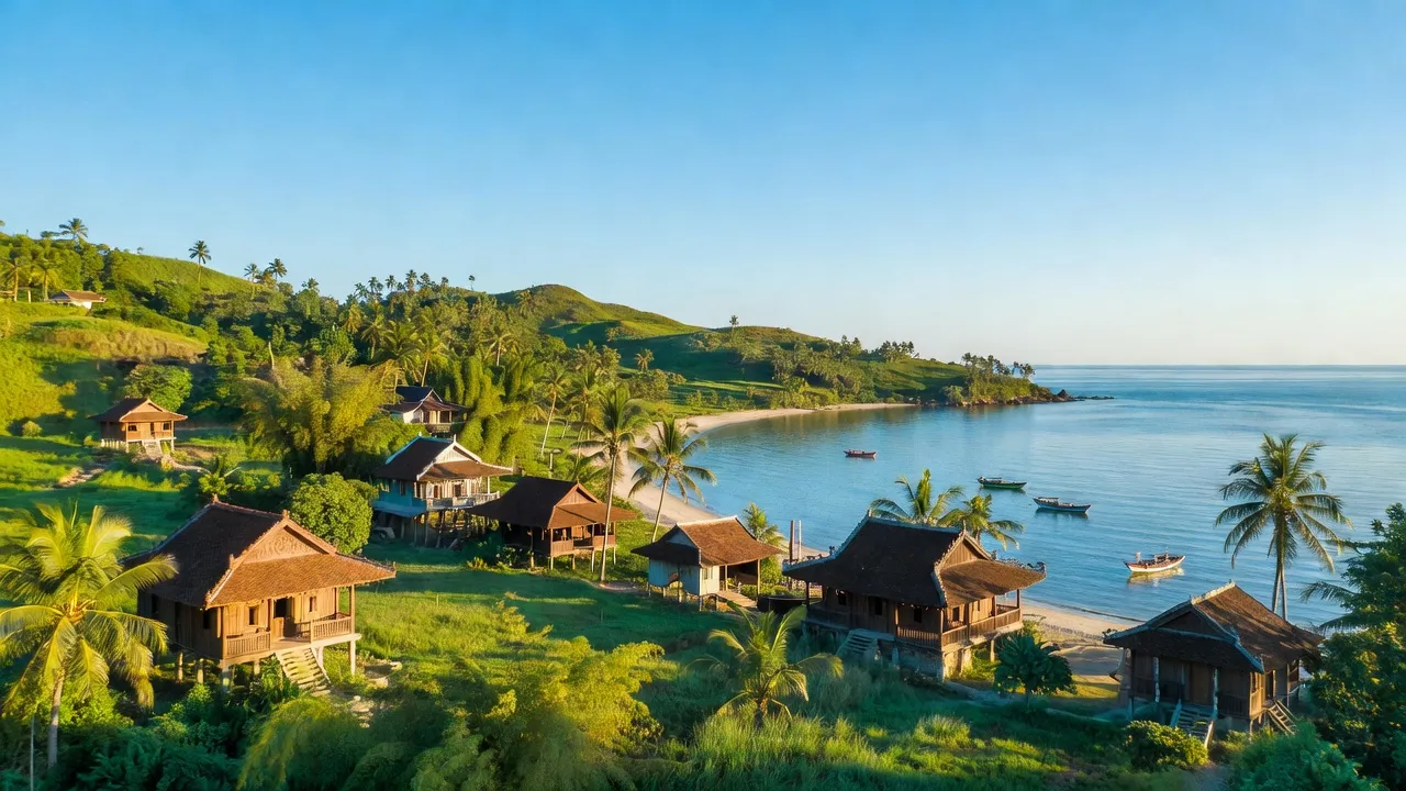 Khung cảnh Phường Xuân Yên, Thị xã Sông Cầu, tỉnh Phú Yên với thiên nhiên xanh tươi và kiến trúc truyền thống.