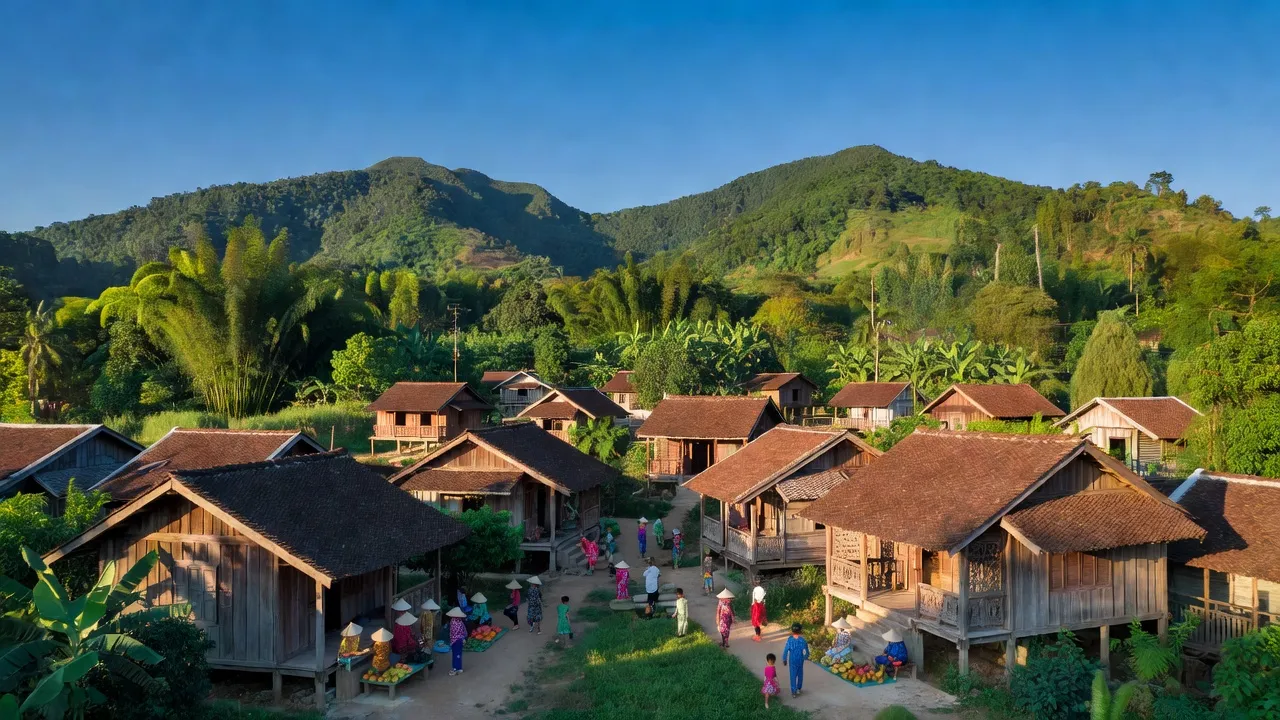 Thị trấn Hai Riêng huyện Sông Hinh, tỉnh Phú Yên với phong cảnh xanh tươi và cộng đồng địa phương.