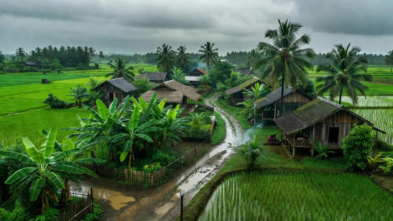 Khung cảnh Xã An Định, Huyện Tuy An, Tỉnh Phú Yên với cây cối xanh tươi, nhà cửa truyền thống.