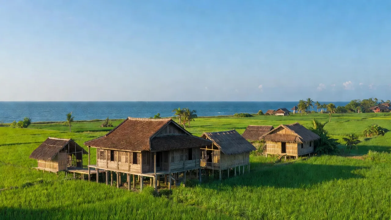 Chốn bình yên ở xã An Thọ, huyện Tuy An, Phú Yên với biển xanh và cánh đồng xanh mướt.