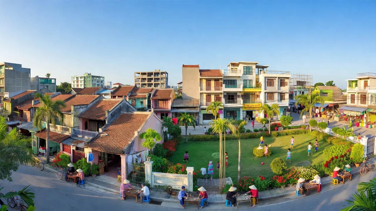Quang Long Ward in Ba Don Town, Quang Binh, showcasing urban development and community life.
