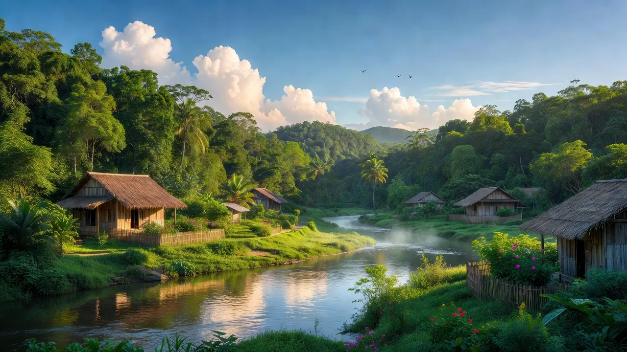 Khung cảnh xã Quảng Sơn, Thị xã Ba Đồn, tỉnh Quảng Bình, rừng xanh và sông Gianh.