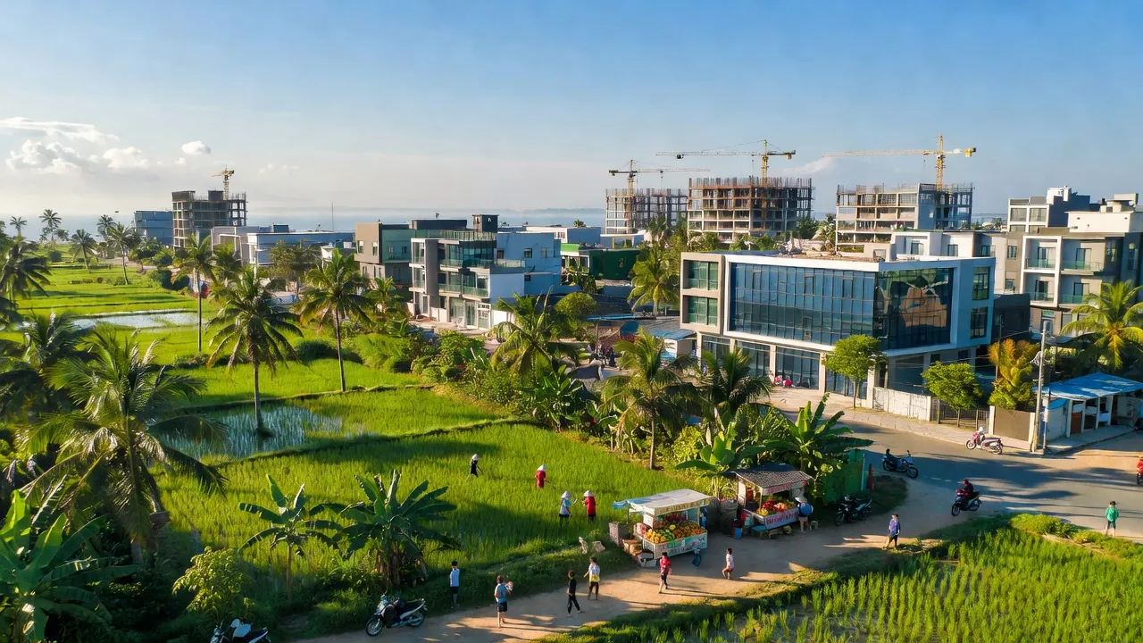 Khung cảnh yên bình Phường Quảng Thuận, Thị xã Ba Đồn, tỉnh Quảng Bình với khí hậu nhiệt đới.