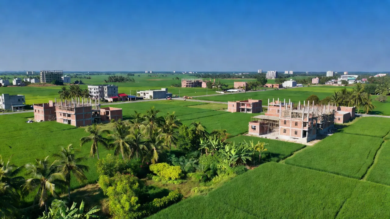 Xã Lộc Ninh, Đồng Hới, Quảng Bình với cảnh quan nông thôn chuyển mình thành đô thị hiện đại.