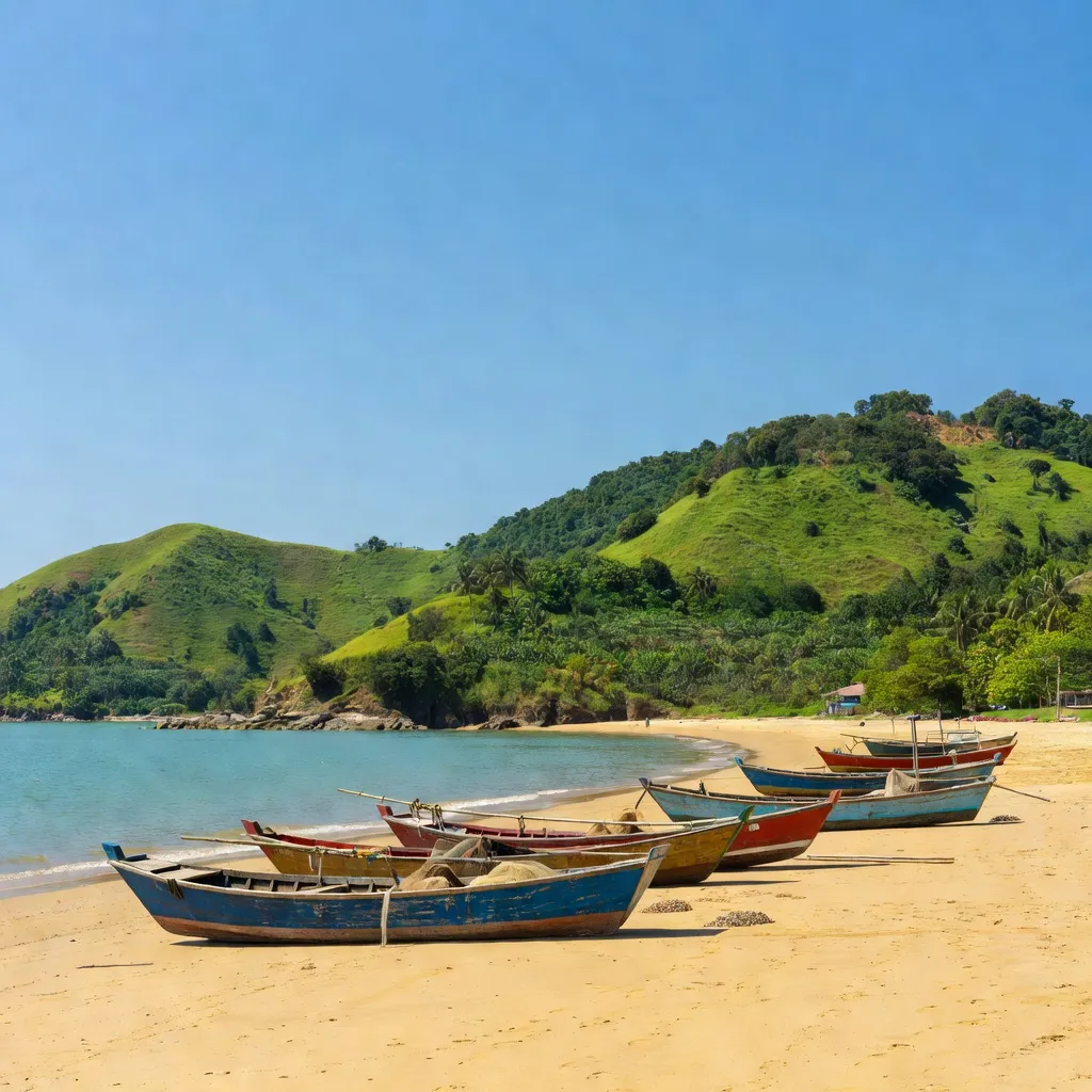 Ngư Thủy Bắc, Lệ Thủy, Quảng Bình - cảnh biển với thuyền cá và thiên nhiên xanh tươi.