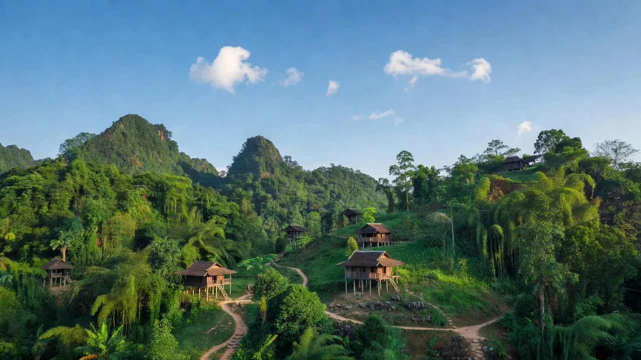 Cảnh đẹp xã Tân Hóa, huyện Minh Hóa, tỉnh Quảng Bình với núi non và cây xanh.