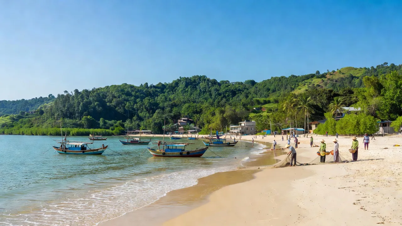 Quảng Ninh coastal landscape in Quảng Bình with beaches, forests, and local activities.
