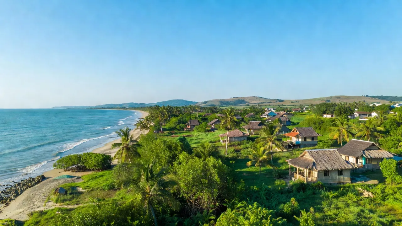Khung cảnh xã Gia Ninh, huyện Quảng Ninh, tỉnh Quảng Bình với bờ biển và thiên nhiên tươi đẹp.