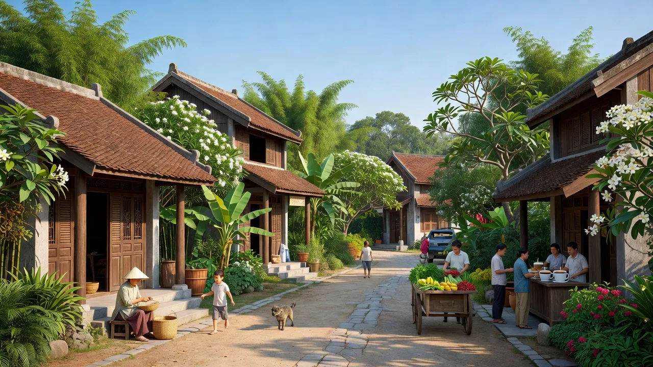 Thị trấn Quán Hàu, huyện Quảng Ninh, tỉnh Quảng Bình với khung cảnh sống động và kiến trúc truyền thống.