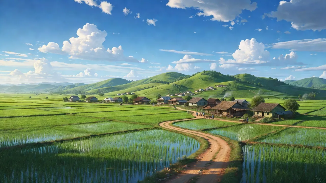 Phong cảnh xã Thuận Hóa, huyện Tuyên Hóa, tỉnh Quảng Bình với cánh đồng và làng quê truyền thống.