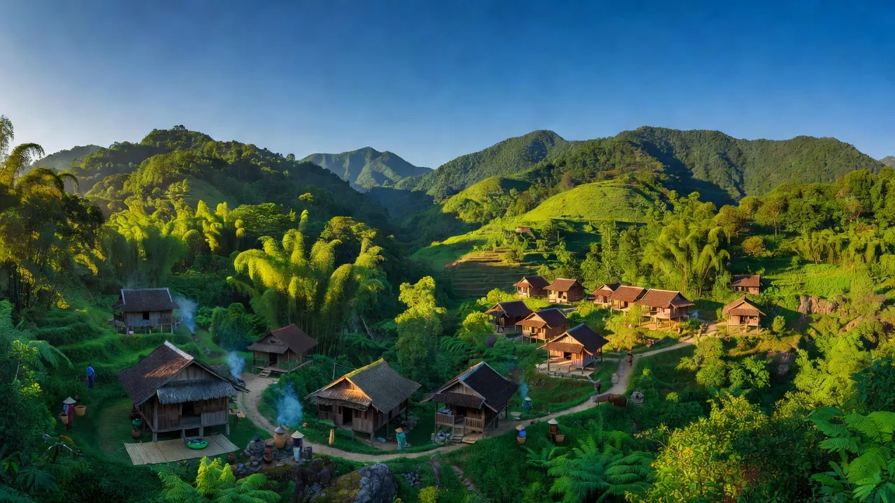 Khung cảnh thiên nhiên tuyệt đẹp huyện Bắc Trà My, tỉnh Quảng Nam với núi non xanh tươi.