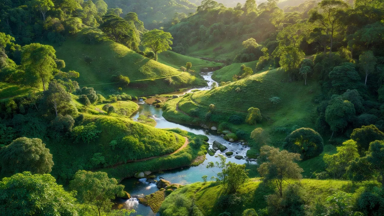 Cảnh đẹp thiên nhiên xã A Rooi, huyện Đông Giang, Quảng Nam, với sông suối và núi non bao quanh.