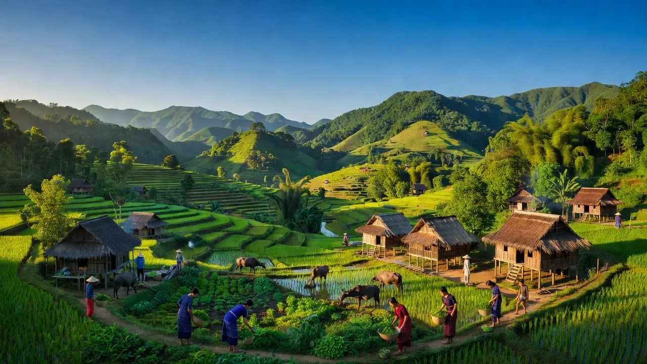 Khung cảnh núi rừng Xã Zuôich, Huyện Nam Giang, tỉnh Quảng Nam với thung lũng xanh tươi.