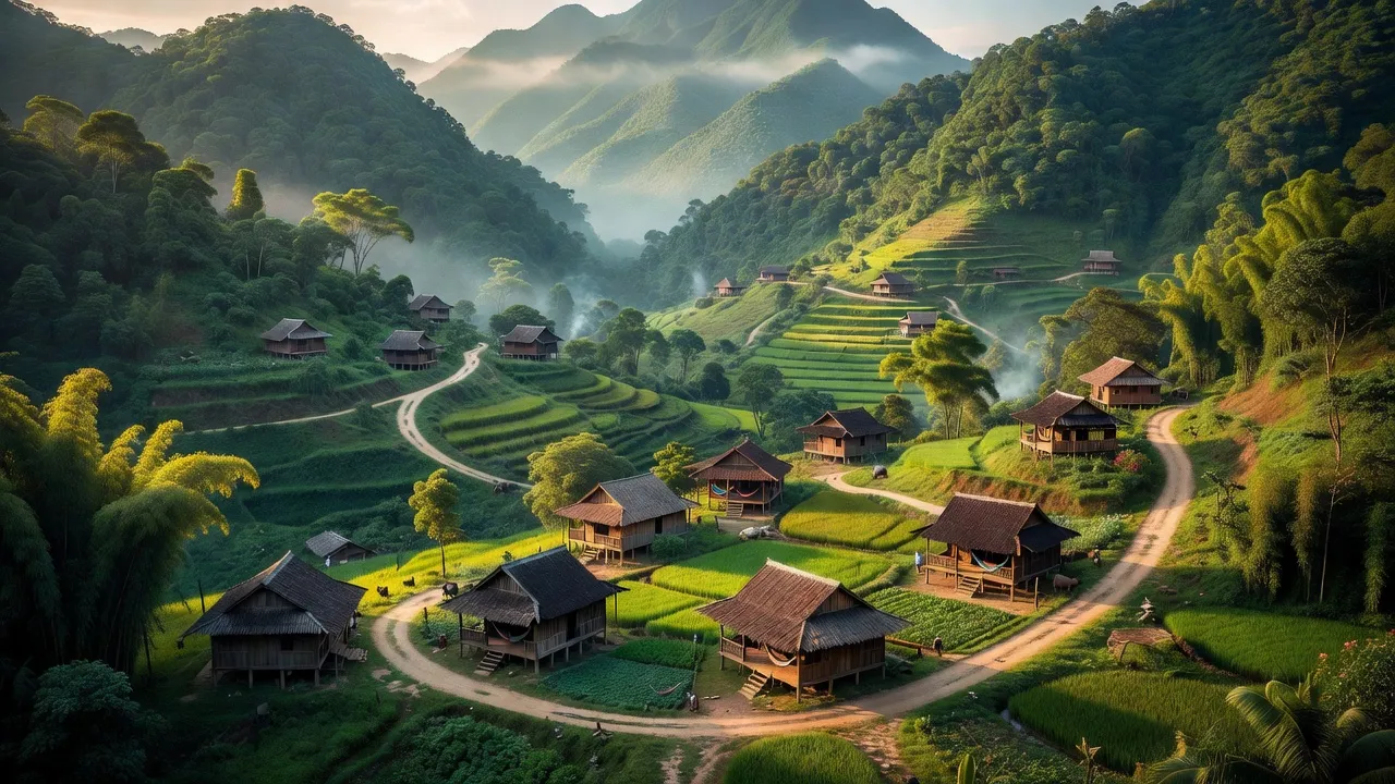 Khung cảnh vẻ đẹp thiên nhiên xã Trà Linh, huyện Nam Trà My, Quảng Nam, vùng núi rừng xanh tươi.