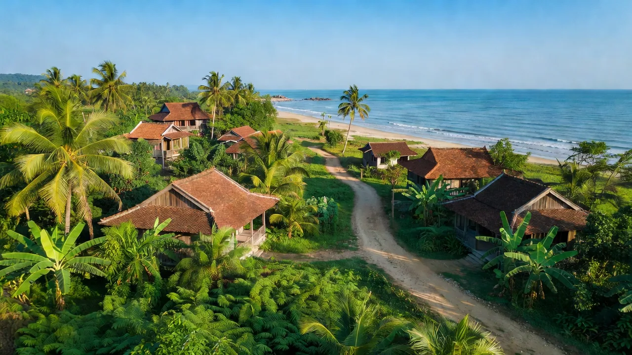 Quang cảnh xã Tam Hiệp, huyện Núi Thành, tỉnh Quảng Nam với thiên nhiên và nhà truyền thống.