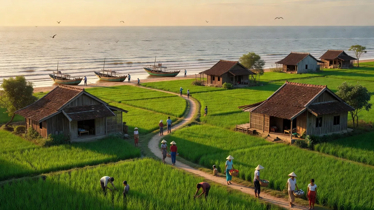 Góc nhìn tuyệt đẹp về xã Tam Hòa, huyện Núi Thành, tỉnh Quảng Nam bên cạnh Biển Đông.