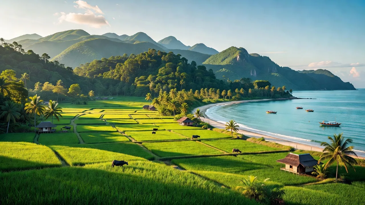 Quang cảnh đa dạng ở Quảng Nam với núi đồi, đồng bằng và vùng biển xinh đẹp.