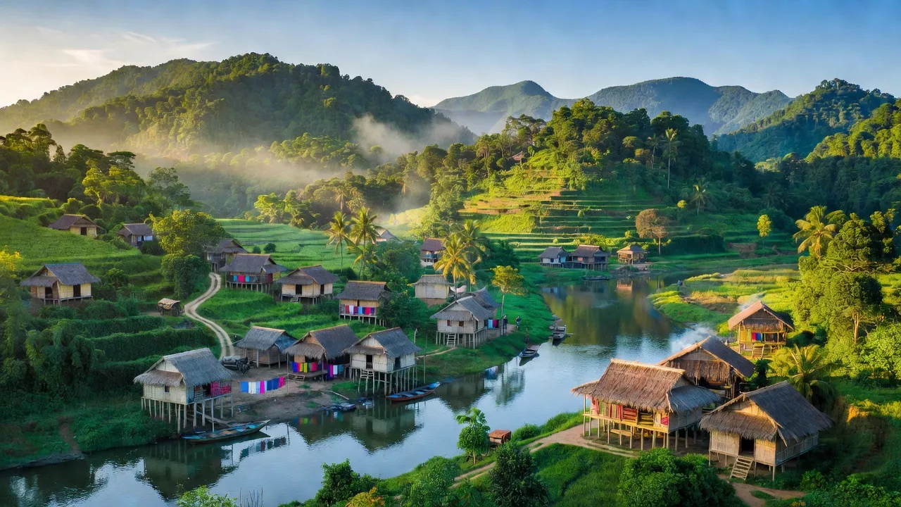Cảnh đẹp huyện Sơn Tây, Quảng Ngãi với núi non xanh tươi và các bản làng truyền thống.