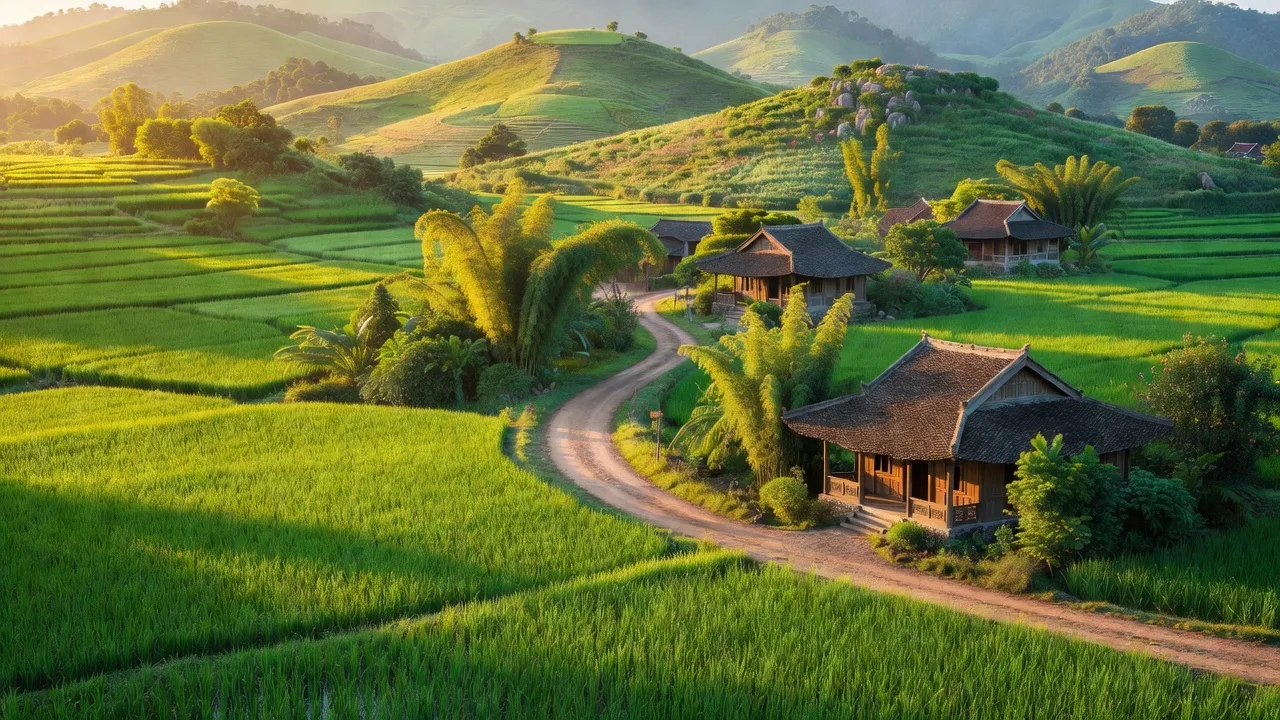 Cảnh quan huyện Sơn Tịnh, Quảng Ngãi với cánh đồng xanh và núi đồi, thể hiện vẻ đẹp địa phương.