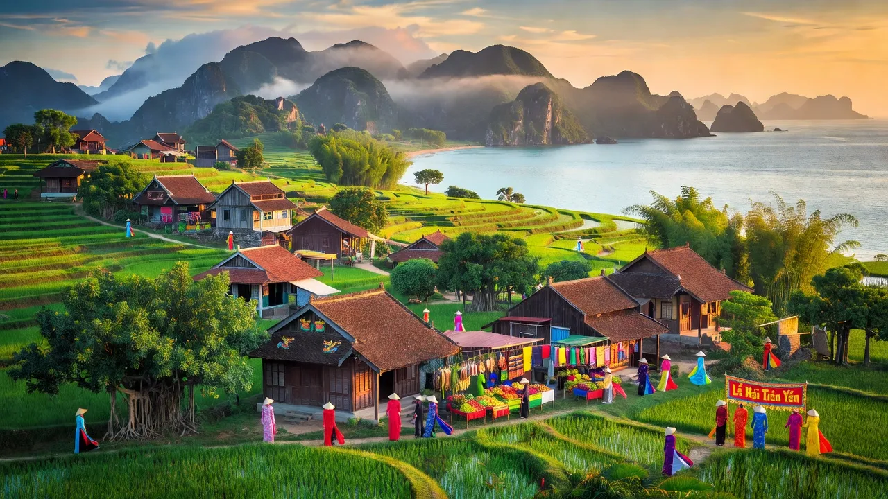 Khung cảnh huyện Tiên Yên, Quảng Ninh với núi non và biển cả, thể hiện văn hóa đa dạng.