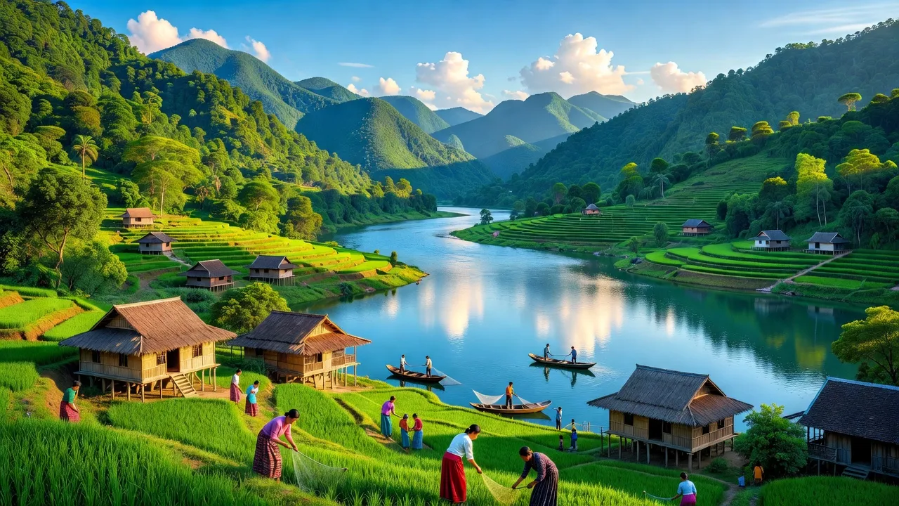 Cảnh Quỳnh Nhai, Sơn La với núi xanh và lòng hồ sông Đà, điểm đến du lịch sinh thái.