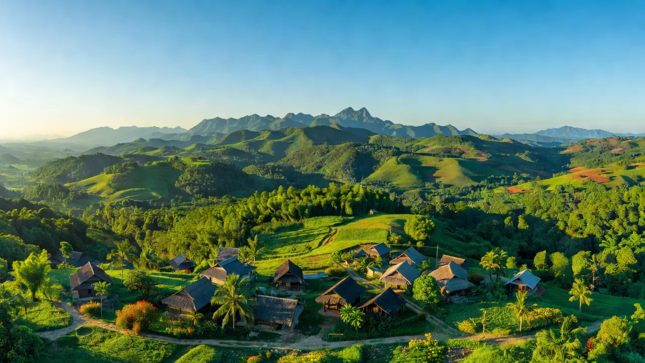 Khung cảnh huyện Sốp Cộp, Sơn La với núi non hùng vĩ và văn hóa vùng biên giới.