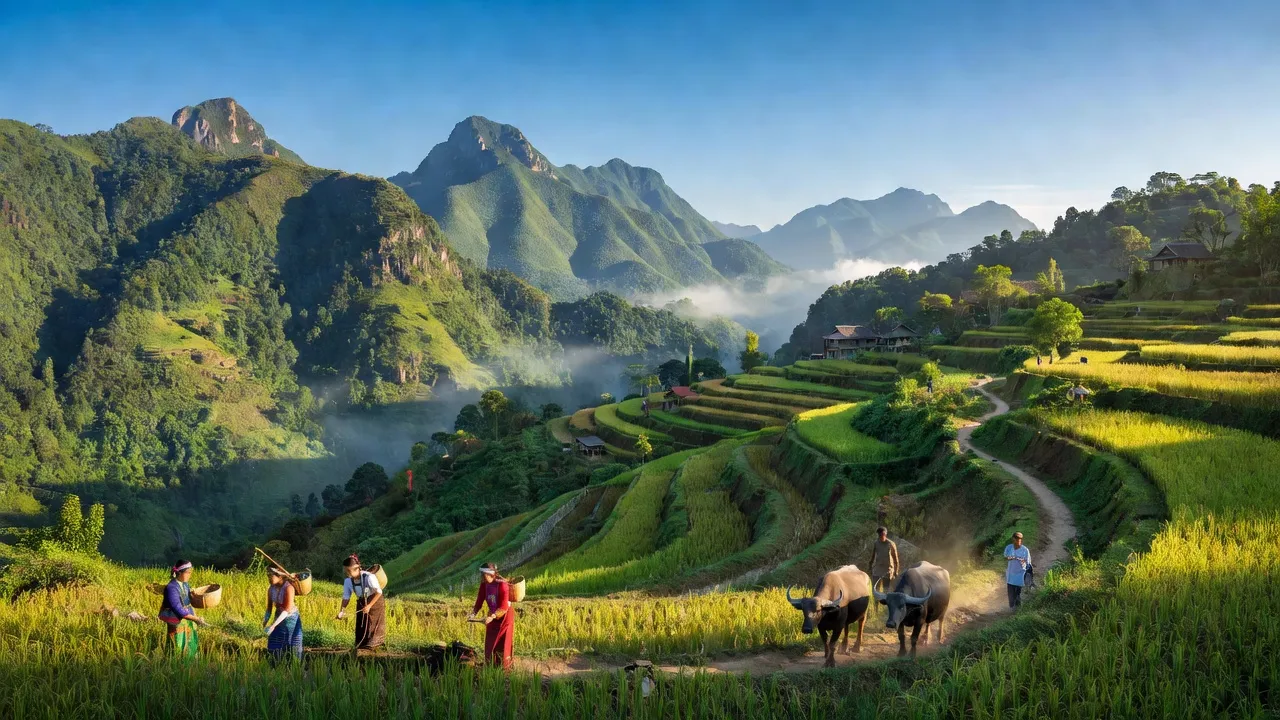 Phong cảnh huyện Lang Chánh, tỉnh Thanh Hóa với rừng xanh và đồi núi, điểm đến du lịch sinh thái.