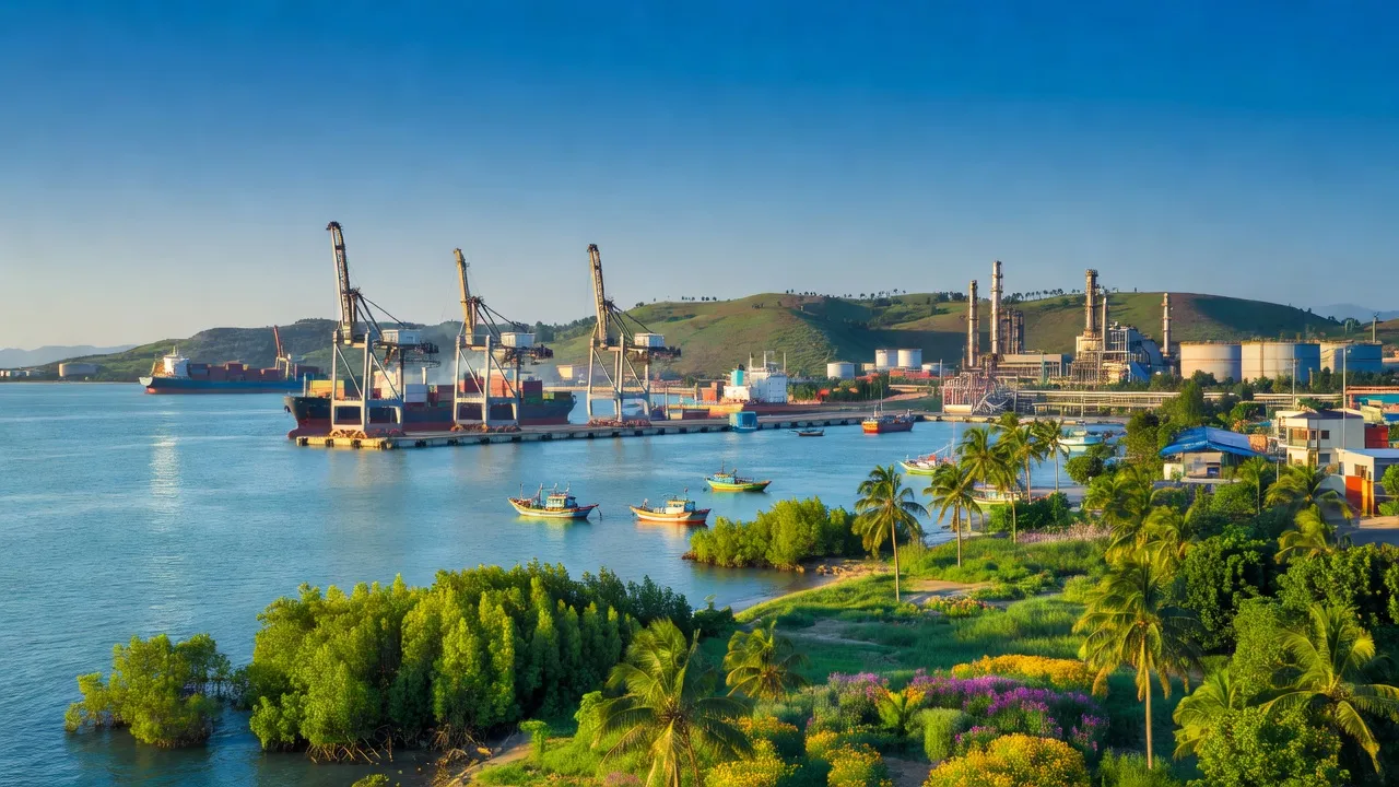 Thị xã Nghi Sơn, Thanh Hóa với cảng biển, khu công nghiệp và thiên nhiên tươi đẹp.