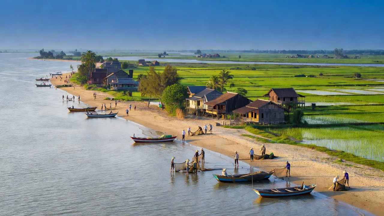 Bãi biển Gò Công Đông, Tiền Giang với sông nước và cảnh thiên nhiên tuyệt đẹp.