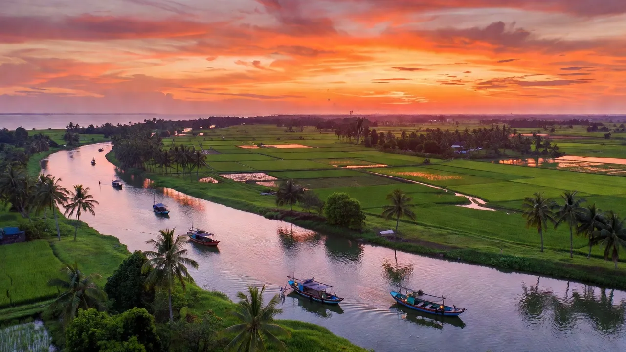 Cảnh biển và đồng ruộng huyện Cầu Ngang, Trà Vinh, thể hiện vẻ đẹp tự nhiên và đời sống nông nghiệp.
