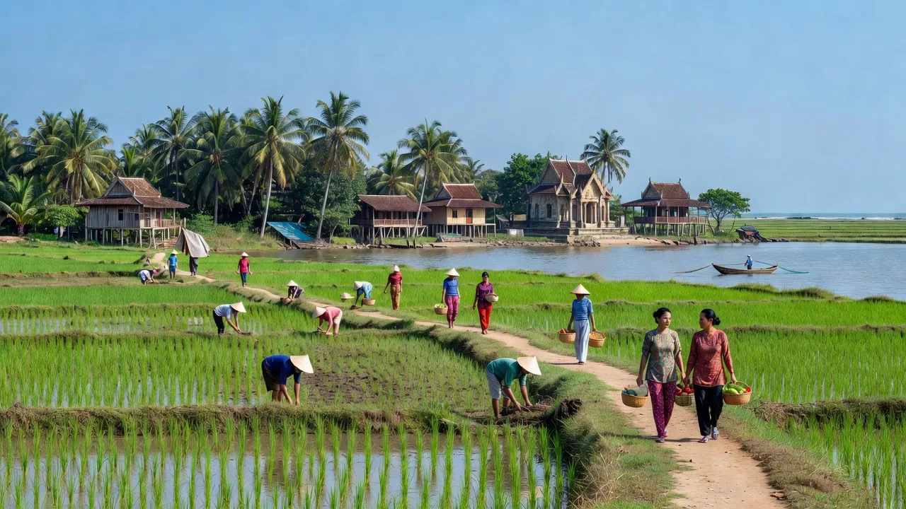 Cảnh đẹp huyện Duyên Hải tỉnh Trà Vinh với phong cảnh thiên nhiên và kiến trúc truyền thống.