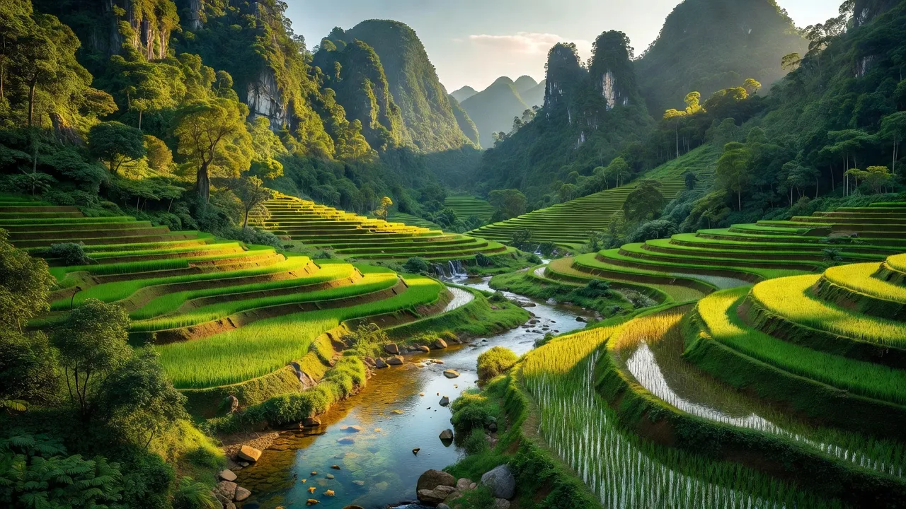 Huyện Na Hang, Tuyên Quang với núi, sông và ruộng bậc thang, vẻ đẹp tự nhiên hoang sơ.